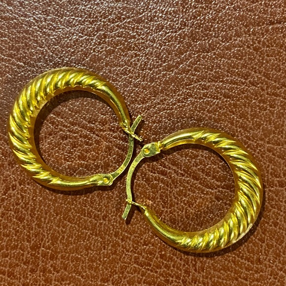 21k Gold Loop Earrings - Picture 1 of 7